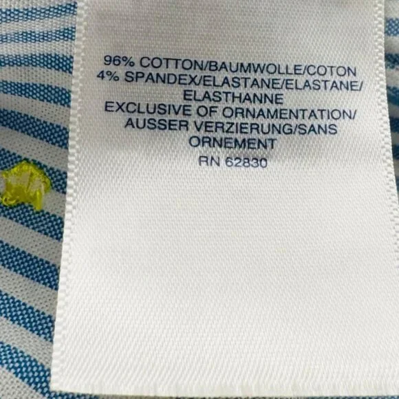 Lands End Womens M Button-Down Shirt Blue & White Striped With Yellow Dots - Picture 3 of 5